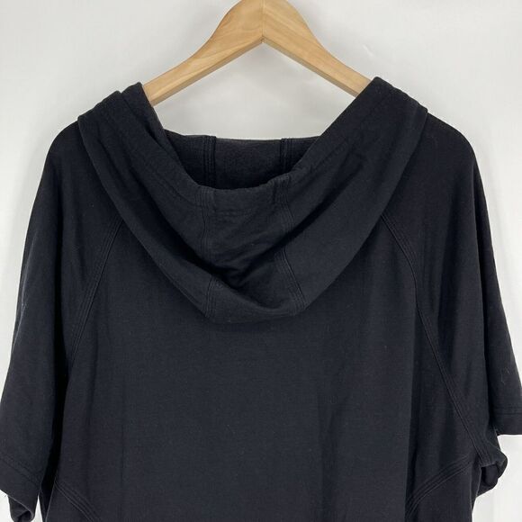 Athleta Cabana Tunic Size Medium Black Short Sleeve Relaxed Pullover Hoodie Knit - Picture 8 of 8